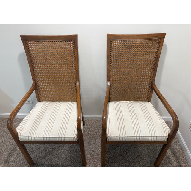 Mid-Century Modern 1970s MCM Drexel Heritage Cane Back Dining Chairs (6) For Sale - Image 3 of 8