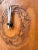 Wood 1960's Hexagon Wood & Tooled Leather Wall Clocks – Working Pair For Sale - Image 7 of 16