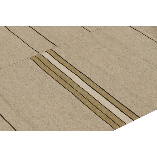 Rug & Kilim’s Contemporary Kilim in Beige, Green and Black Tones For Sale In New York - Image 6 of 8