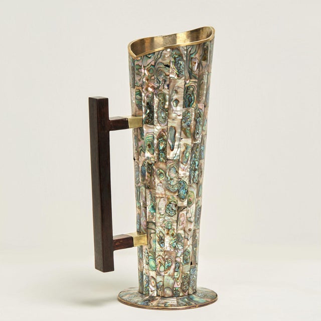 Mid Century Modernist Pitcher With Mother of Pearl For Sale - Image 4 of 12