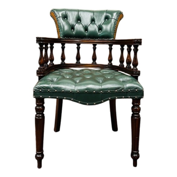 English Chesterfield Captain's Chair For Sale