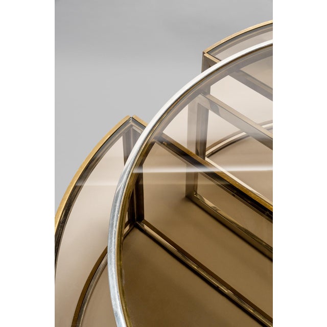 Mid-Century Modern Low Circular Table in Brass and Glass by Jean Charles, France, 1970s For Sale - Image 3 of 11