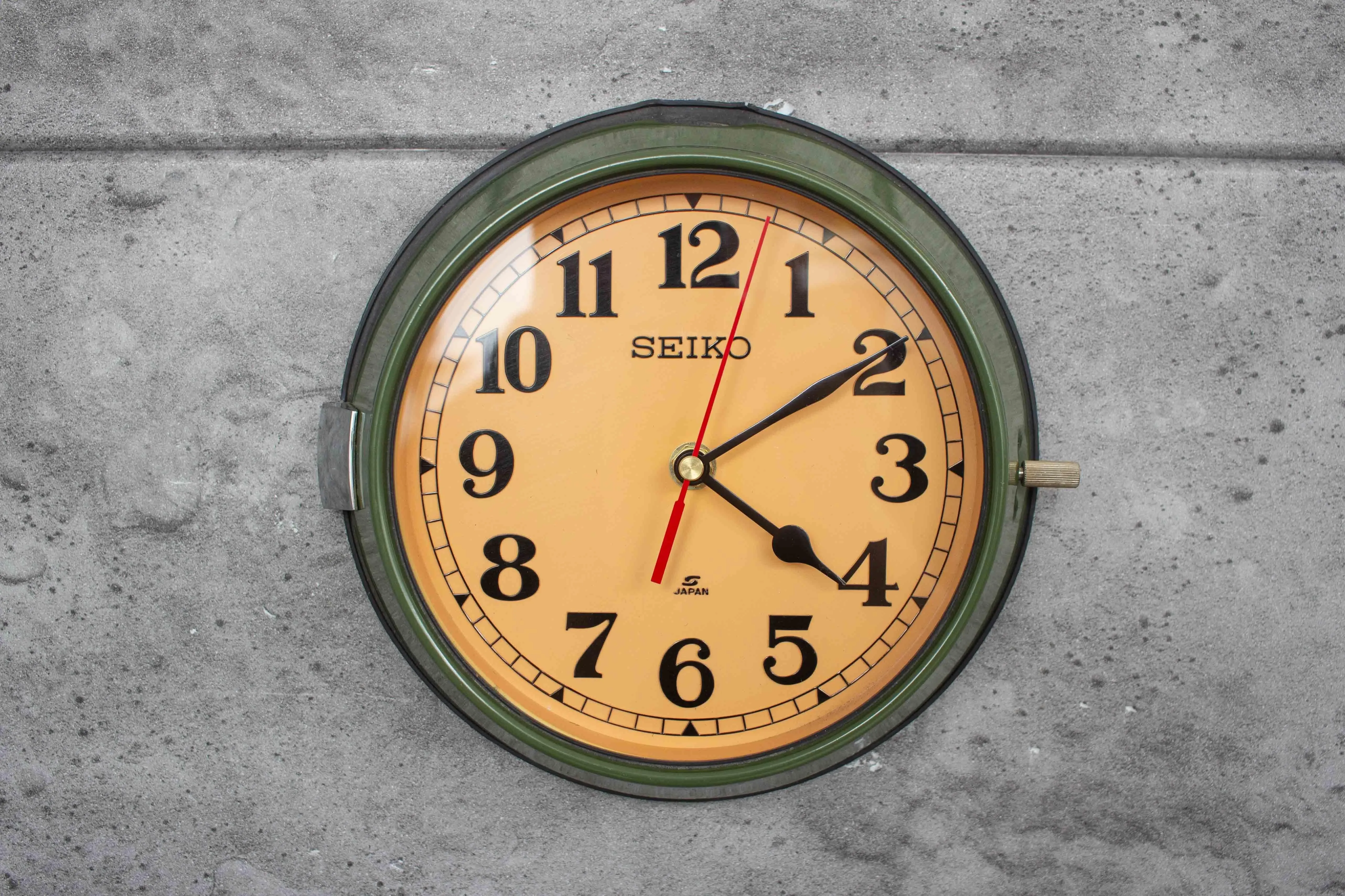 Vintage Navy Green Wall Clock from Seiko, 1990s | Chairish