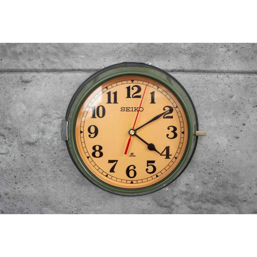 Vintage Navy Green Wall Clock from Seiko, 1990s | Chairish