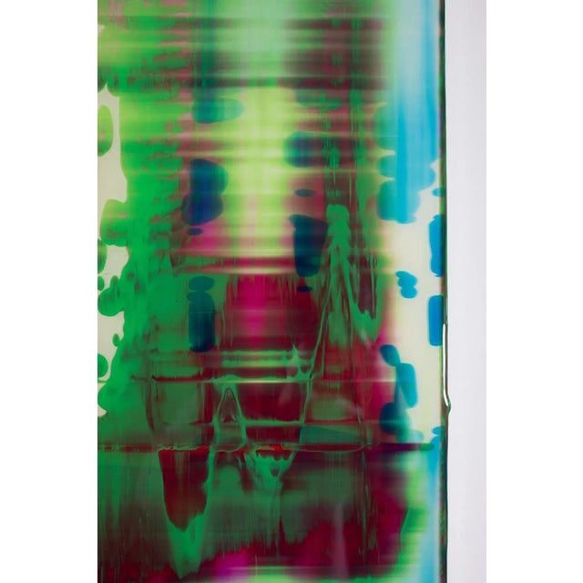 Contemporary Abstract Acrylics, Resin, Phosphorescence, on Wooden Board Painting "Dan Flavin" by Danny Giesbers For Sale - Image 10 of 11