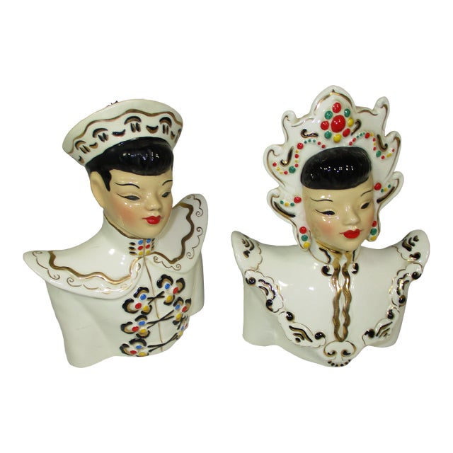 Vintage Pair of MCM Asian Bust For Sale