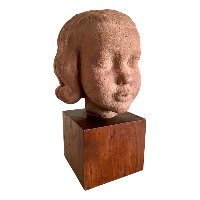 Albert André Aebly, Portrait of a Young Girl, 1940s, Ceramic For Sale