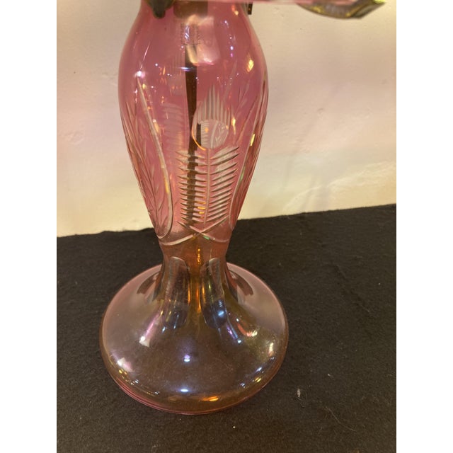 Vintage Bohemian Cranberry Mushroom Table Lamp, 1930s For Sale - Image 3 of 6