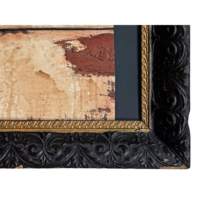 Paint “Rodeo” Black Abstract Art in Antique Frame, Southwest Rugged Living Room Art by JTS For Sale - Image 7 of 10