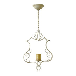 1950s White Painted Metal Pendant For Sale