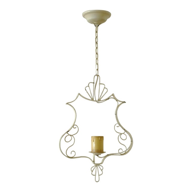 1950s White Painted Metal Pendant For Sale