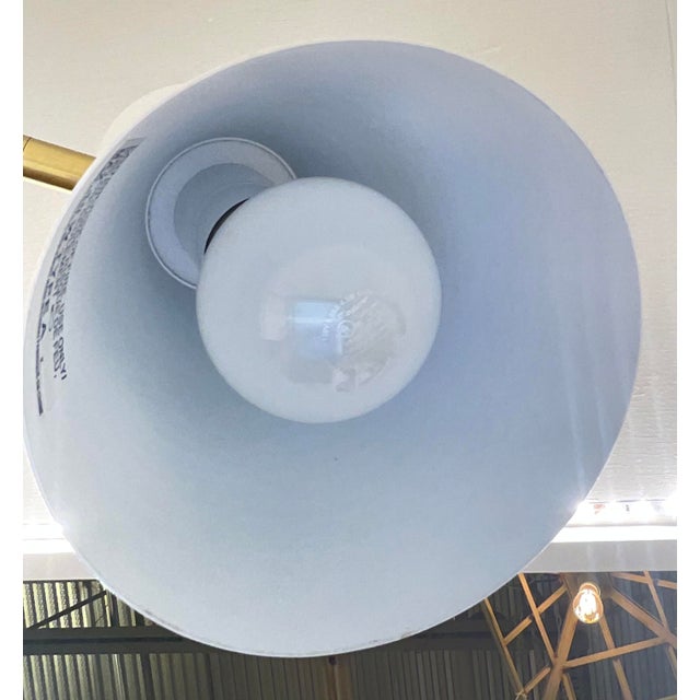 Timeless Mid-Century Modern Style White and Gold Desk Lamp, showroom floor sample