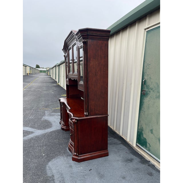 Brown Hooker 'Seven Seas Collection' Office Desk Credenza With Illuminated Hutch For Sale - Image 8 of 12
