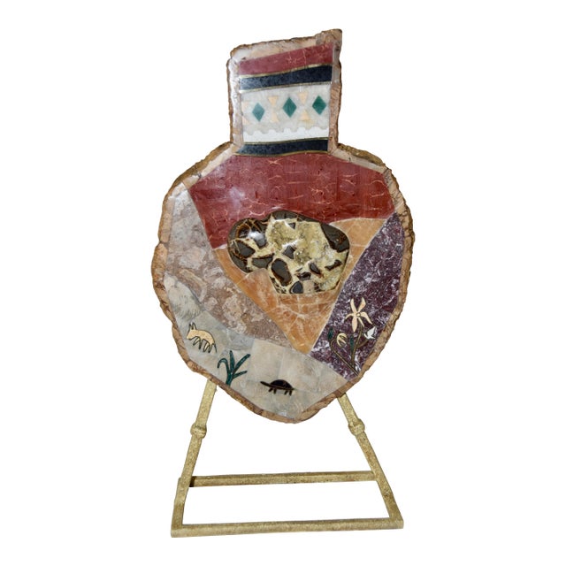 Joseph De Castro Hand Crafted Mixed Media Marble and Stone Vessel Sculpture For Sale