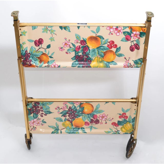 1950s 1950s Textable French Mid-Century Modern Brass & Laminate Serving Cart For Sale - Image 5 of 13