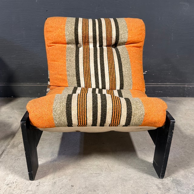 Late 20th Century Late 20th Century Orange Striped Danish Postmodern Lounge Chairs For Sale - Image 5 of 12