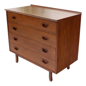 Oiled Walnut 4 Drawers Back Splash Bachelor Chest Dresser