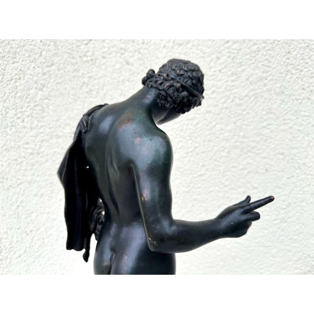 19th Century Praxiteles, Large Bronze Sculpture Narcissus of Pompeii, 1890s, Bronze For Sale - Image 5 of 18