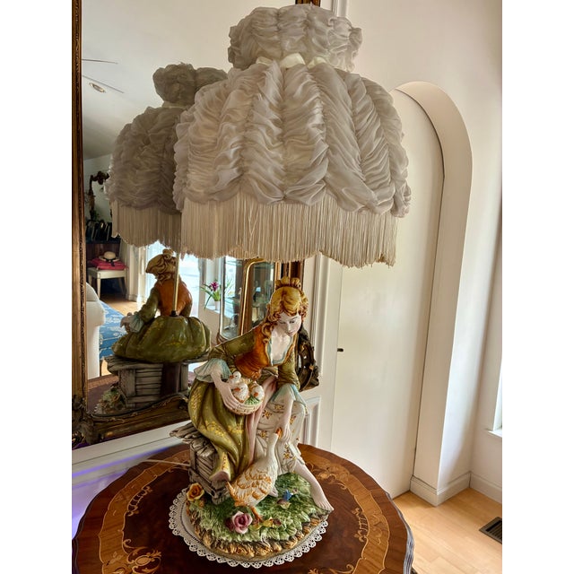 Large Figural Ceramic Table Lamp by D. Polo Uiato, 1960s. Italian artist known for large, hand-painted ceramic and...