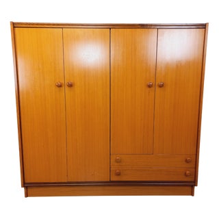Vintage Modernist Armoire in Teak and Walnut, 1960s For Sale