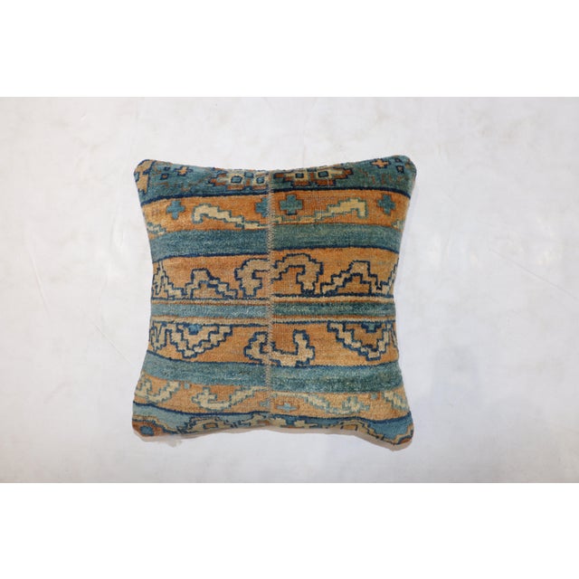 Zabihi Collection Indian Blue Gold Rug Pillow For Sale - Image 4 of 4