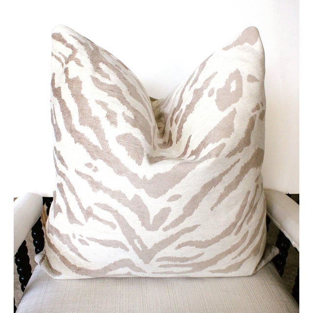 Contemporary Pair Animal Print Scalamandre Style Velvet Pillows/Feather Down Inserts/22" For Sale - Image 3 of 5