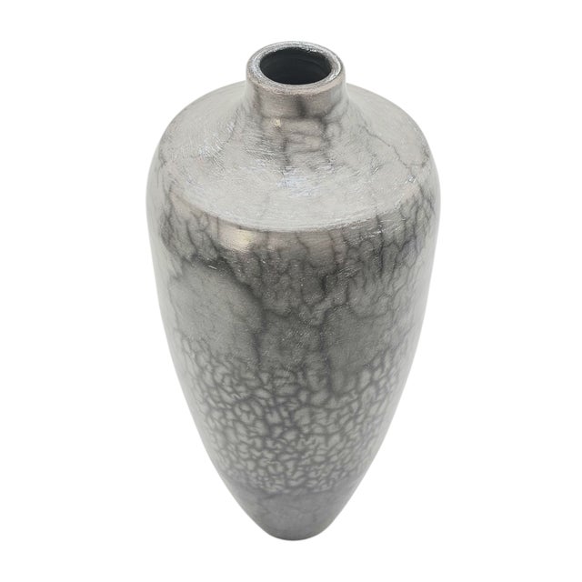 Late 20th Century Eduardo Lazo Signed Naked Raku Vase—Studio Ceramic Technique Vessel 12” For Sale - Image 5 of 9