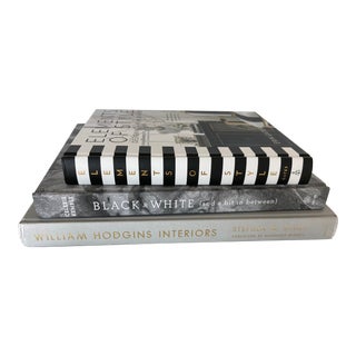 Interior Design Books in Gray Black and White - Set of 3 For Sale