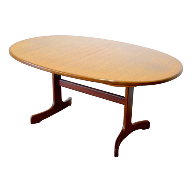 G-Plan "Fresco" Teak Oval Pedestal Base Dining Table With Butterfly Leaf For Sale