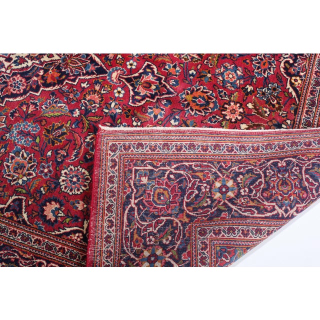 1940s Hand-Knotted Vintage Sarouk Rug in Rich Red Palette -4' 5'' X 6' 11'' For Sale - Image 9 of 9