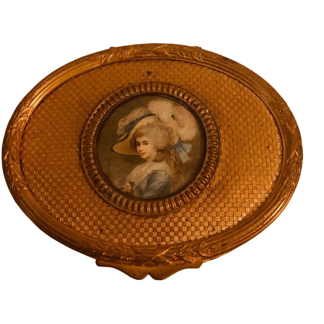 Late 19th Century Antique French Bronze Dore Portrait Box For Sale - Image 4 of 7