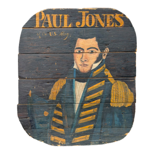 Antique Folk Art Painting of John Paul Jones of the Us Navy