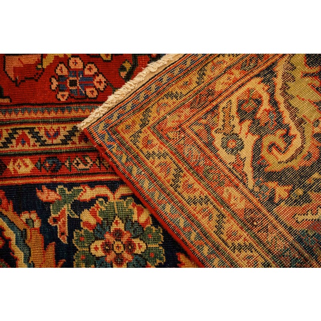 Red 1890s Antique Warm Red Ground Floral Knotted Wool Persian Sultanabad Carpet Rug For Sale - Image 8 of 8