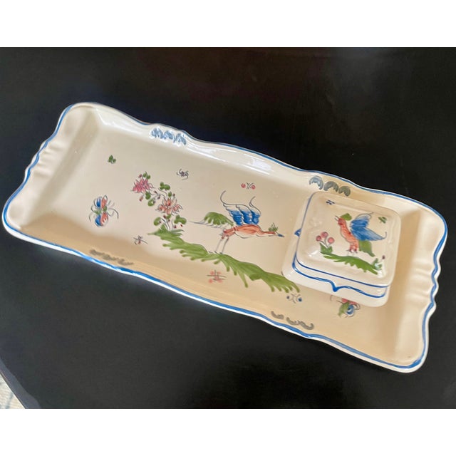 Late 20th Century French Moustiers Faience Cheese and Olive Tray Hotel Carlton Cannes For Sale - Image 5 of 11