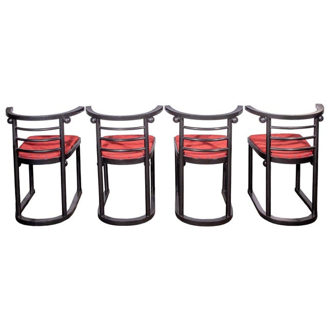 Modern Set of Four Josef Hoffmann Fledermaus Style Chairs. Austria, 20th Century. For Sale - Image 3 of 7
