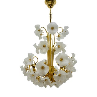 Mid-Century Chandelier with Glass Flowers, 1970s For Sale