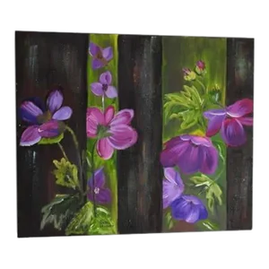 Contemporary Textured Floral Still Life Oil Painting Signed Vera