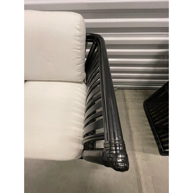 White 1970s Vintage Black Rattan Chairs - Set of 2 For Sale - Image 8 of 11