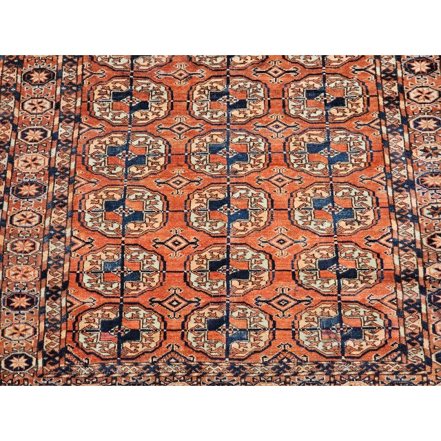 Vintage Turkmen Tekke in Allover Pattern in Brick-Red, Navy, Ivory, Blue For Sale - Image 10 of 16