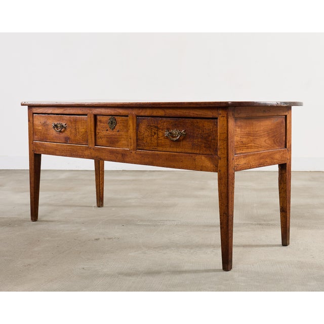 French Provincial 19th Century Country French Fruitwood Console Table Server 6 Ft. For Sale - Image 3 of 18