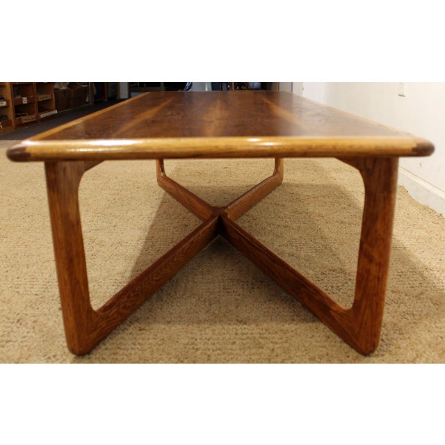 Lane Perception MidCentury Oak Walnut XBase Coffee Table Chairish