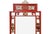 This striking Chinese-style wall mirror features a rectangular frame crafted from wood with a vibrant, aged cinnabar-red...