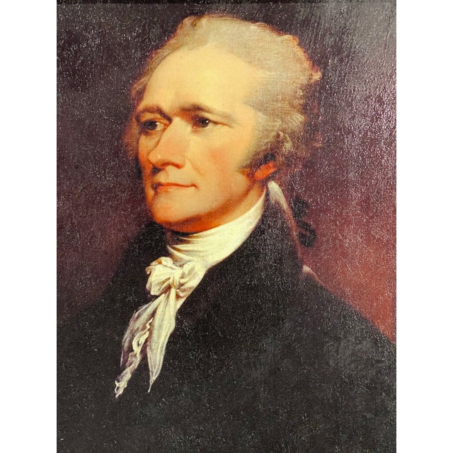 Title Alexander Hamilton Hand-Textured Portrait Print After John Trumbull in Vintage Frame For Sale - Image 4 of 11