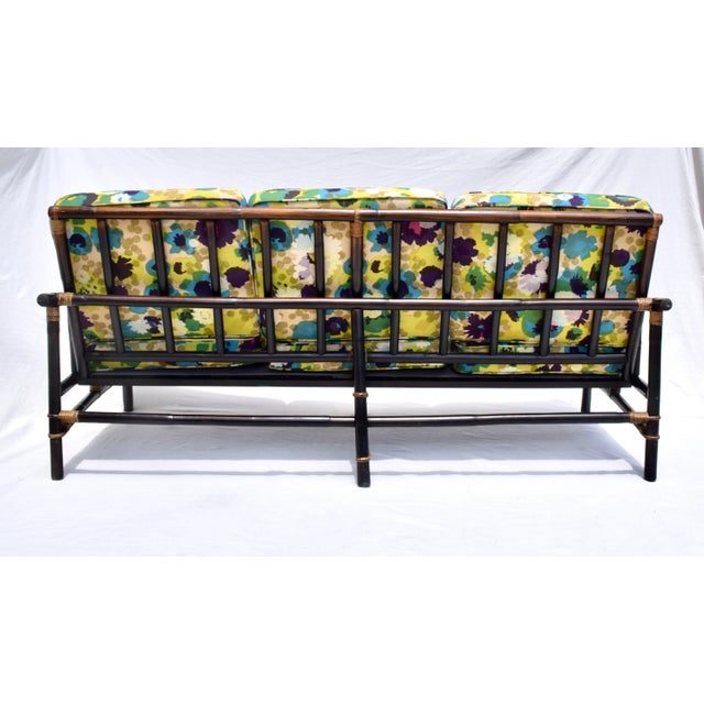 1950s Superb 1950's Rattan, Cane and Brass Sofa by John Wisner for Ficks Reed For Sale - Image 5 of 11