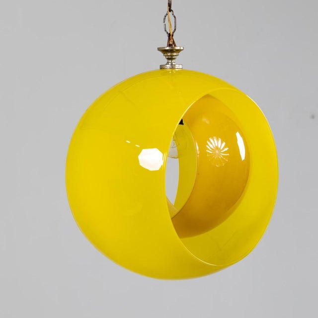 Yellow Eclisse Hanging Lamp by Nason for Mazzega For Sale - Image 6 of 9