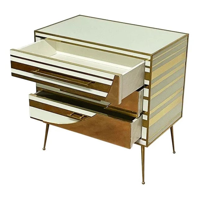 White and Gold Three-Drawer Dresser, 1990s For Sale - Image 4 of 7