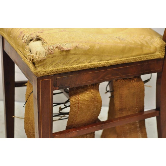 Brown Antique Edwardian Mahogany Side Chair With Pencil and Pinwheel Inlay For Sale - Image 8 of 11