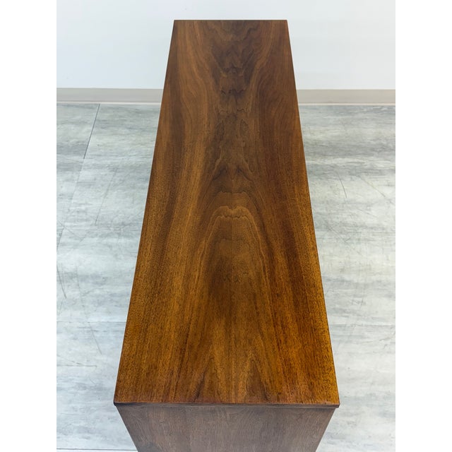 Wood Broyhill Sculptra Mid-Century Modern Walnut Credenza Lower Height / Tv Stand For Sale - Image 7 of 11