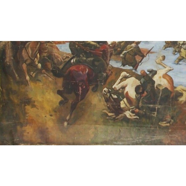 Red Army October Revolution Painting: Antique Socialist Realism Soviet Art 260-340 For Sale - Image 4 of 6