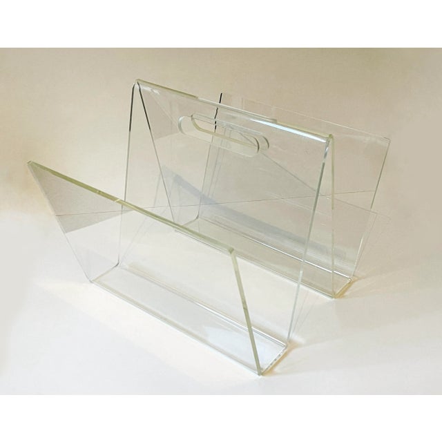 Modern 1970’s Clear Lucite Magazine Rack For Sale - Image 3 of 12